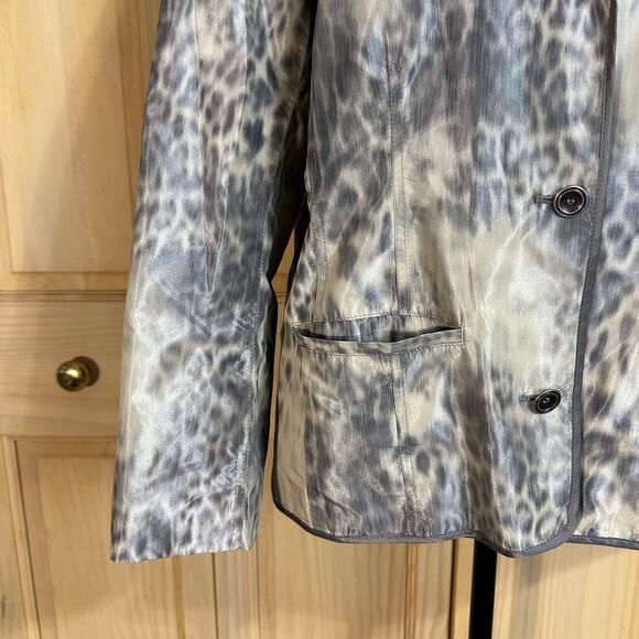 Chico's Animal Intuition Beckey Gray Cream Lightweight Blazer Jacket Sz 3 XL - Picture 2 of 10